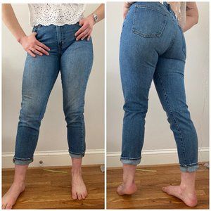 GAP Mid Rize Straight Leg Dark Wash Faded Jeans